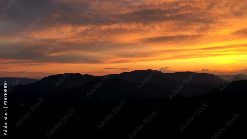 Aerial view at Tara mountain in Serbia at sunset Aerial view at Tara mountain in Serbia at sunset