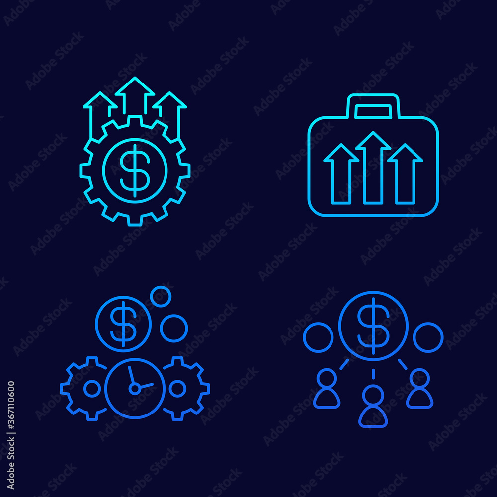 capital, money and portfolio growth line icons capital, money and portfolio growth line icons