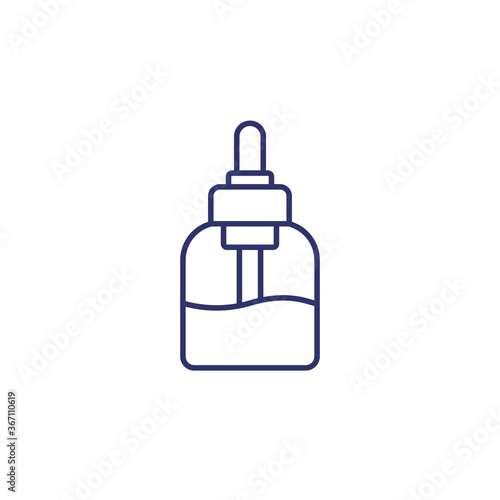 dropper bottle line icon on white