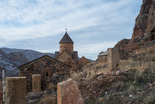 Noravank. Monastery complex in the gorge of the ARPA river tributary near the city of Yeghegnadzor in Armenia.