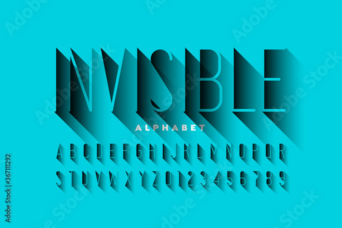 Invisible style font design, alphabet letters and numbers