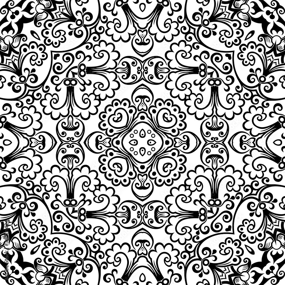 Vector ethnic hand drawn ornamental background.