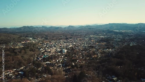 Aerial view of Myoko during winter, Niigata , Japan photo