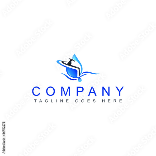 Free Download Ilustration vector graphic of water drop symbol that forms a tap with waves and droplets - GFXLoad