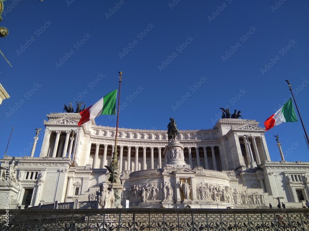 Monument to Victor Emmanuel II in Rome in Italy.