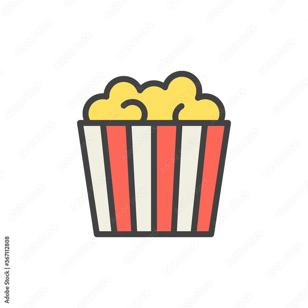 Popcorn outline icon. Color vector icon.