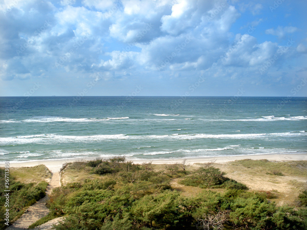 Fischland Darß Blick vom Leuchtturm Darßer Ort auf die Ostsee