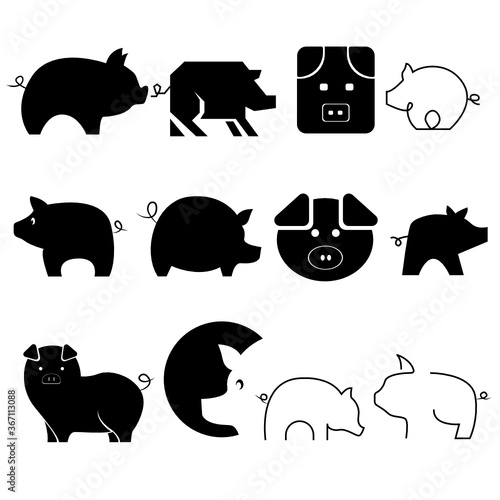 Set of icons. Pet pig,types of pet.Vector 
 illustration