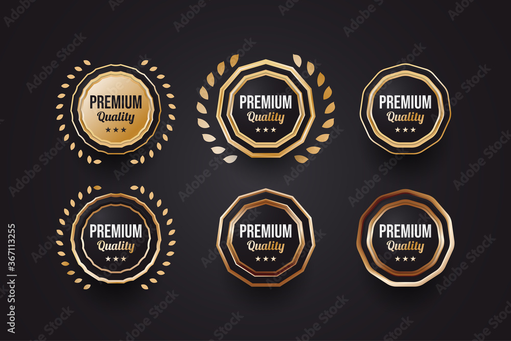 Collection of Premium Quality Badges with Elegant Black and Gold Concept