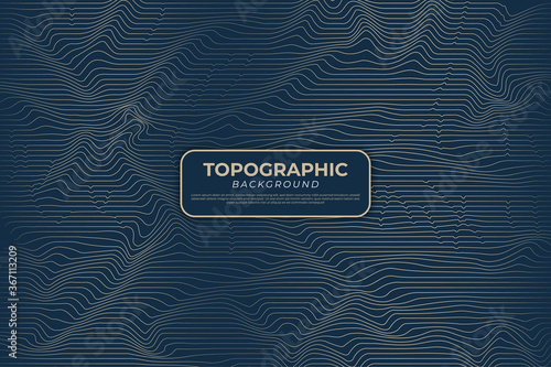 Topographic Contour Line Map Background with Colored Lines, Geographic Grid Map