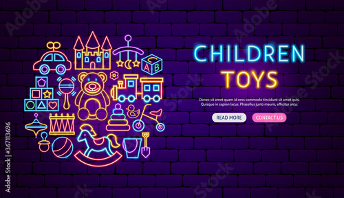Baby Toys Neon Banner Design