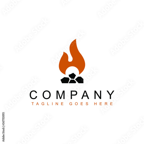 Ilustration vector graphic of Flat vector design of logo. Fire and the stones. Simple minimalism