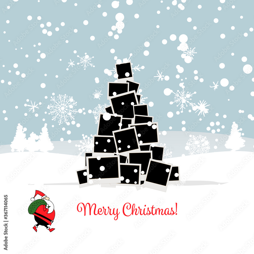 Christmas card with photo tree for your design