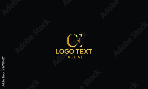 Unique modern creative elegant luxurious artistic gold and black colour CE initial based letter icon logo photo