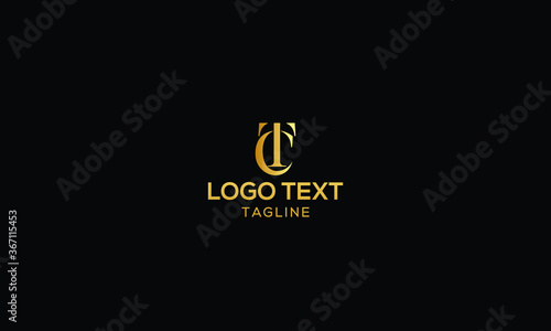 Unique modern creative elegant luxurious artistic gold and black colour CT initial based letter icon logo