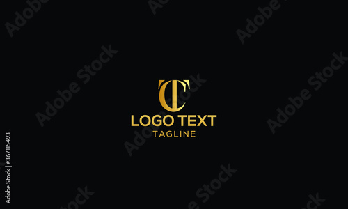 Unique modern creative elegant luxurious artistic gold and black colour CT initial based letter icon logo