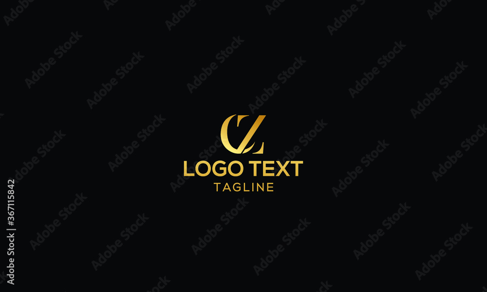 Unique modern creative elegant luxurious artistic gold and black colour CZ initial based letter icon logo - obrazy, fototapety, plakaty 