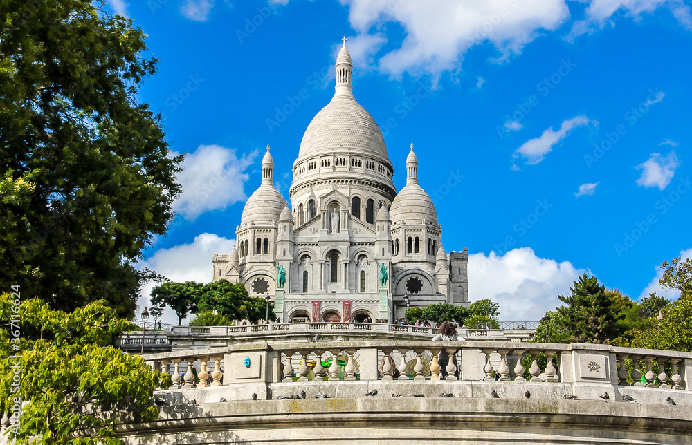 The Basilica of the Sacred Heart of Paris, a Roman Catholic church and minor basilica, dedicated to the Sacred Heart of Jesus, in Paris, France.