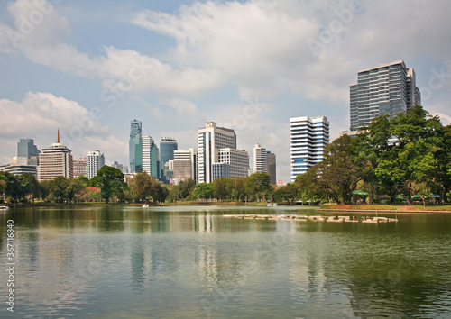 Lumphini Park at Bang Rak district of Bangkok. Kingdom of Thailand