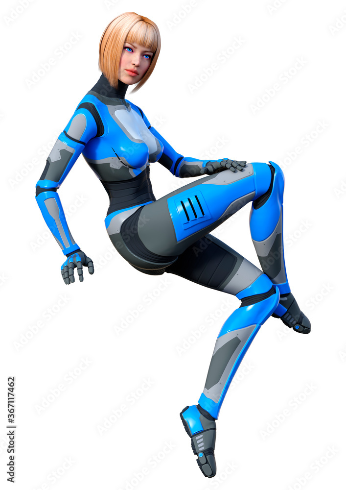 3D Rendering Female Robot on White 3D Rendering Female Robot on White