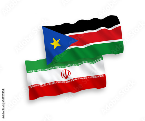 Free Download Flags of Republic of South Sudan and Iran on a white background - GFXLoad