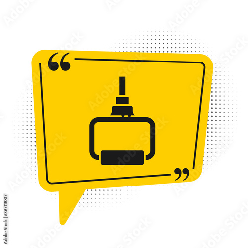 Black TPX loop training equipment icon isolated on white background. Sport equipment. Yellow speech bubble symbol. Vector Illustration.