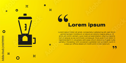 Black Electric coffee grinder icon isolated on yellow background. Vector Illustration.