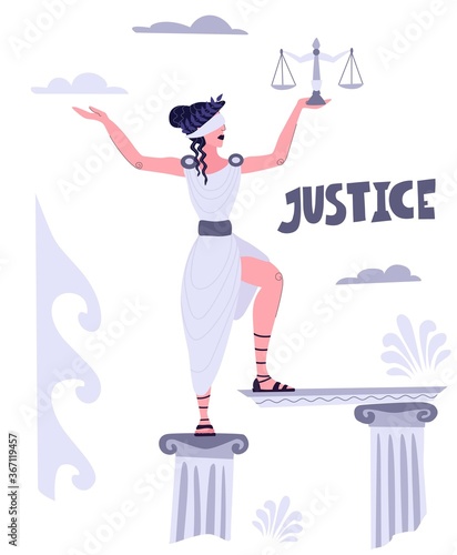 Justice Goddess Themis. Symbol of law and justice. A sword of justice