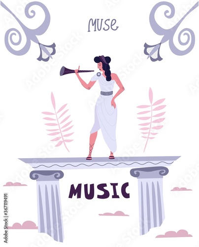 Greek mythology muse of tragedy and drama, theater and music, Greek ornament