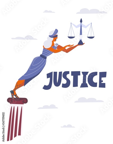 Justice Goddess Themis. Symbol of law and justice. A sword of justice