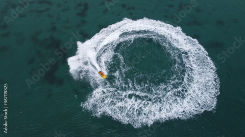 Jet ski making a circle on the water