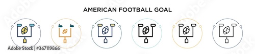 American football goal icon in filled, thin line, outline and stroke style. Vector illustration of two colored and black american football goal vector icons designs can be used for mobile, ui, web