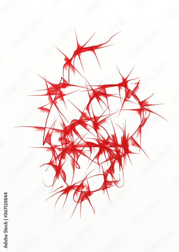 Naklejka premium Red paint pattern isolated on white