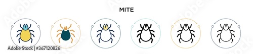 Mite icon in filled, thin line, outline and stroke style. Vector illustration of two colored and black mite vector icons designs can be used for mobile, ui, web