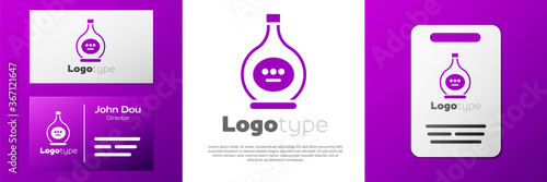 Logotype Bottle of cognac or brandy icon isolated on white background. Logo design template element. Vector Illustration.