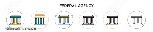 Federal agency icon in filled, thin line, outline and stroke style. Vector illustration of two colored and black federal agency vector icons designs can be used for mobile, ui, web