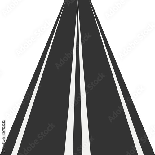 Vertical straight road. Top View. Asphalt repetitive highway. Road asphalt straight with white markings seamless.