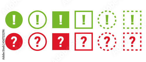 Question and answers mark sign icon. Set colored buttons. Help symbol. FAQ sign isolated on white background.