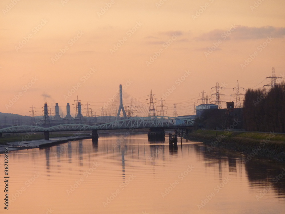 Flint bridge at sunset