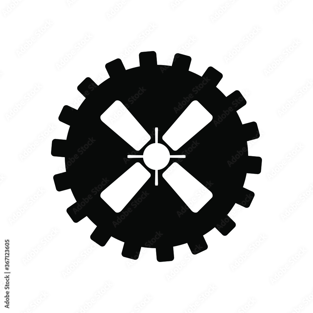 Obraz premium Black gear on white background, sign for design, vector illustration