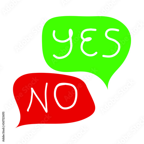 Two conversational bubbles red and green, inscription yes and no on a white background, vector illustration