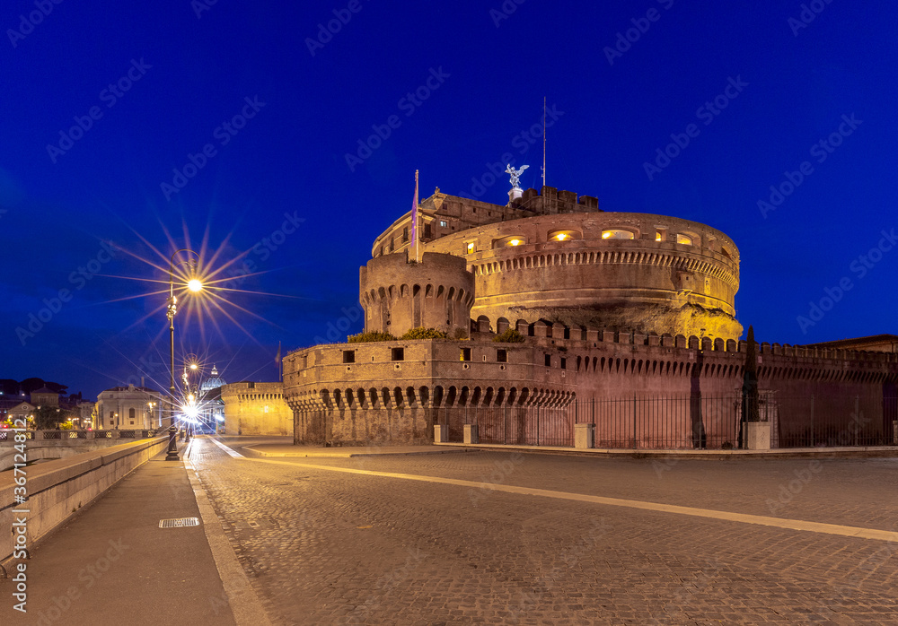 Rome. Fortress of Sant'Angelo at night.