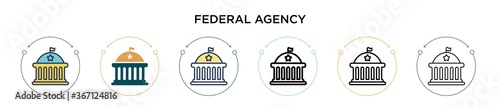 Federal agency icon in filled, thin line, outline and stroke style. Vector illustration of two colored and black federal agency vector icons designs can be used for mobile, ui, web