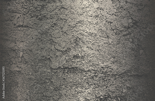 Luxury silver, chromium metal gradient background with distressed cracked concrete texture.