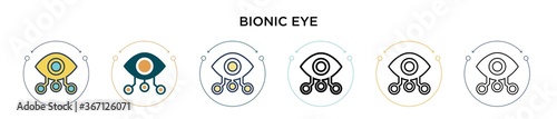 Bionic eye icon in filled, thin line, outline and stroke style. Vector illustration of two colored and black bionic eye vector icons designs can be used for mobile, ui, web