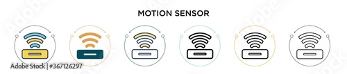 Motion sensor icon in filled, thin line, outline and stroke style. Vector illustration of two colored and black motion sensor vector icons designs can be used for mobile, ui, web
