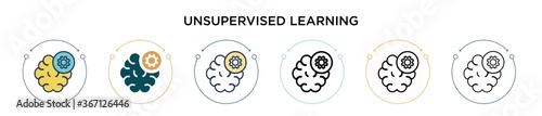 Unsupervised learning icon in filled, thin line, outline and stroke style. Vector illustration of two colored and black unsupervised learning vector icons designs can be used for mobile, ui, web
