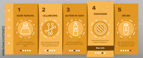 Makeup Remover Lotion Onboarding Mobile App Page Screen Vector. Cosmetic Makeup Remover Cotton And Stick, Tube And Container, Spray And Bottle Illustrations
