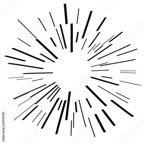 Abstract Sun Burst Starburst Sparkling Beams Speed Motion Black Line Doodle Brush Design Hand Drawn Elements Vector Style