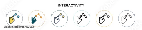 Interactivity icon in filled, thin line, outline and stroke style. Vector illustration of two colored and black interactivity vector icons designs can be used for mobile, ui, web